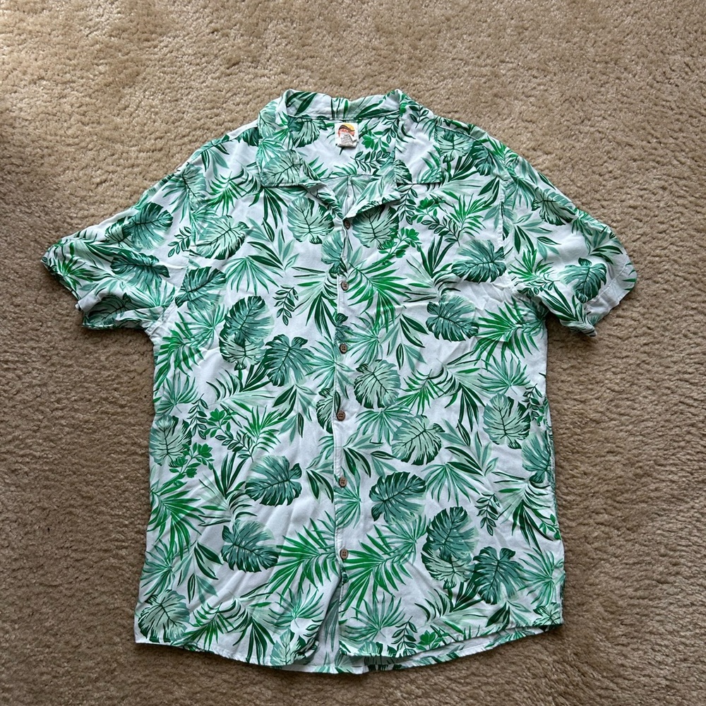 C&C California Men’s Tropical Green Leaf Print Shirt